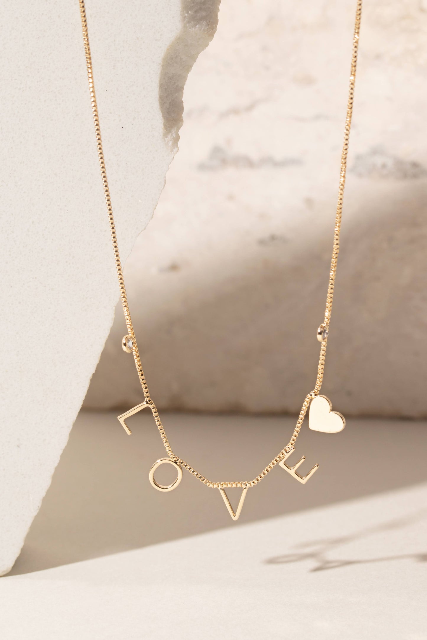 L.O.V.E. and White Zirconia Circles Necklace