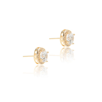 White Zirconia Studded Circle Earrings