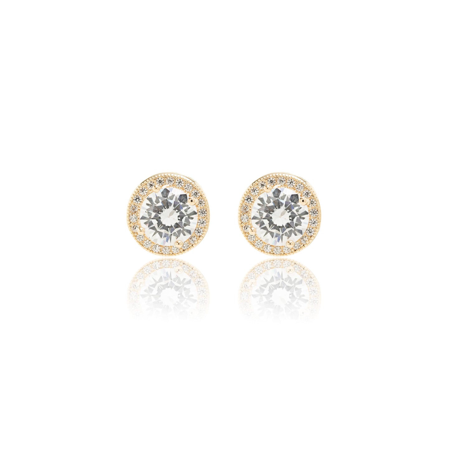 White Zirconia Studded Circle Earrings