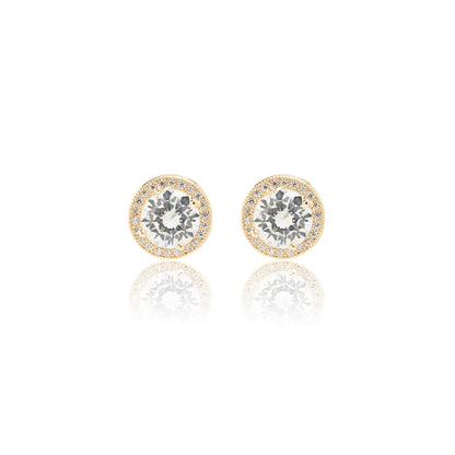 White Zirconia Studded Circle Earrings