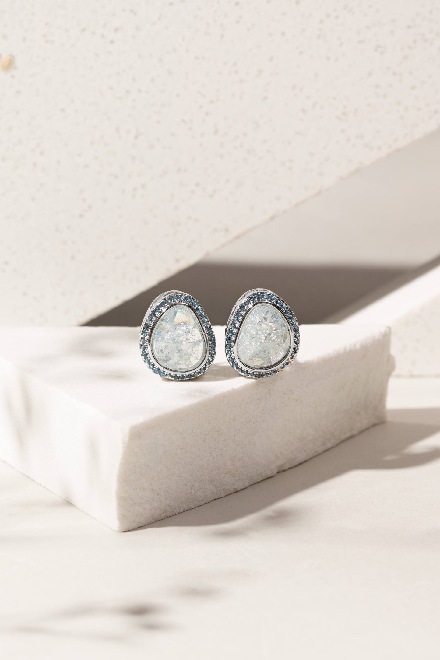 Zirconia Ice Blue Geometric Earrings