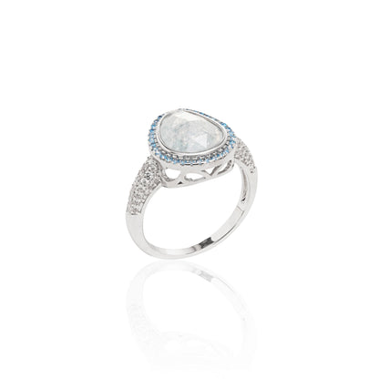 Zirconia Ice Blue Geometric Ring