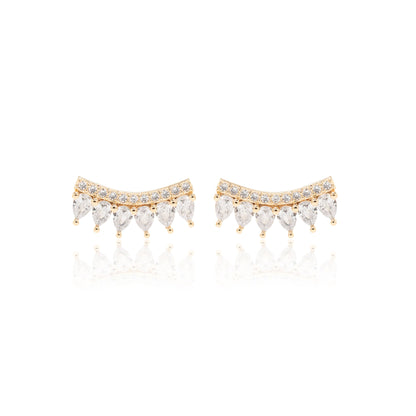 White Zirconia Shapes Ear Cuff Earrings