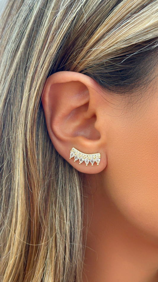 White Zirconia Shapes Ear Cuff Earrings