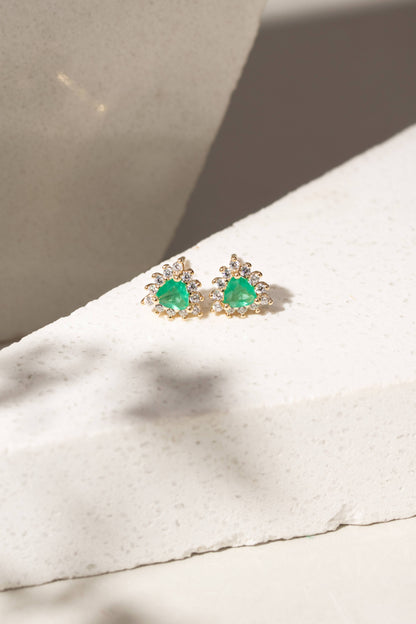 Fusion Emerald and White Zirconia Earrings