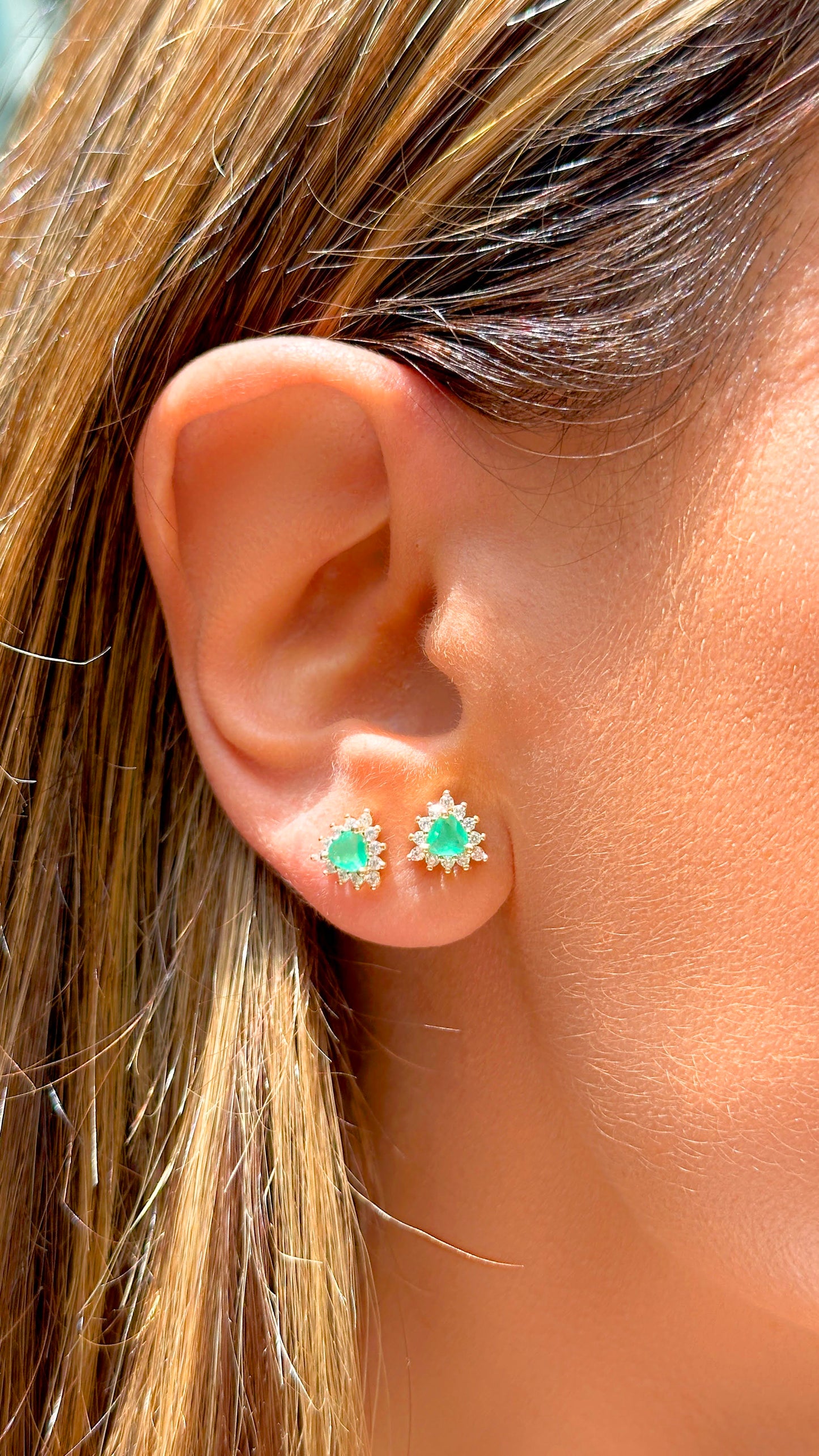 Fusion Emerald and White Zirconia Earrings