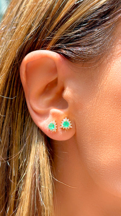 Fusion Emerald and White Zirconia Earrings