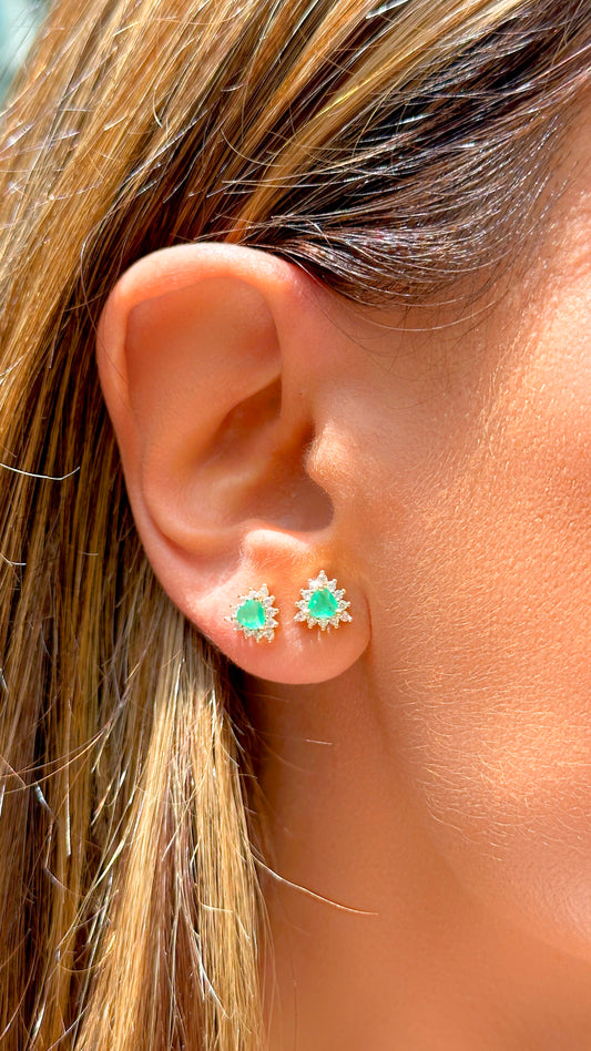 Fusion Emerald and White Zirconia Earrings