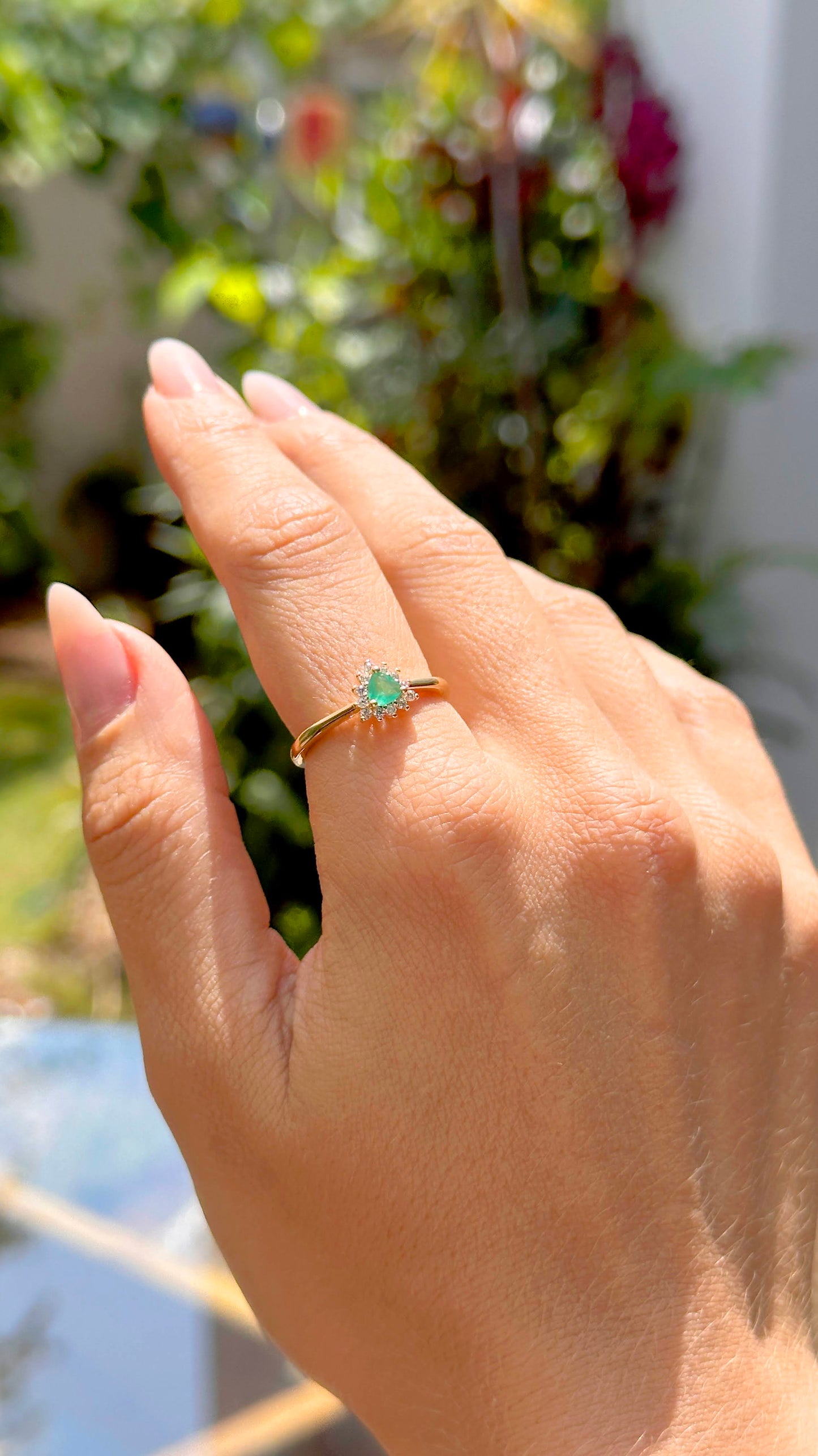 Fusion Emerald and White Zirconia Ring