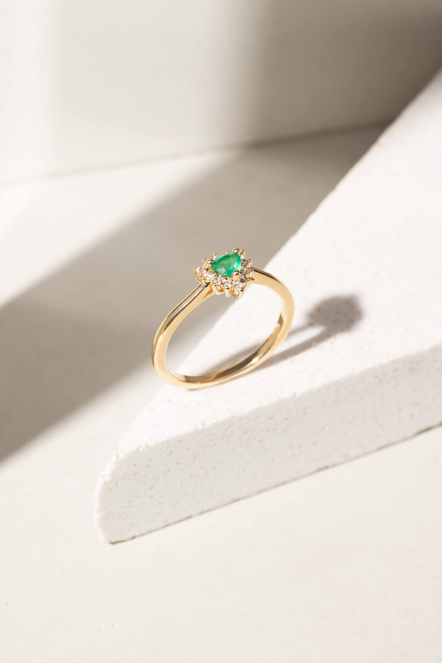 Fusion Emerald and White Zirconia Ring