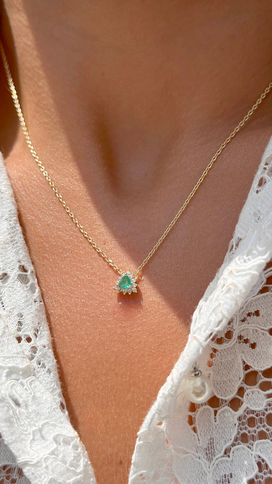 Fusion Emerald and White Zirconia Necklace