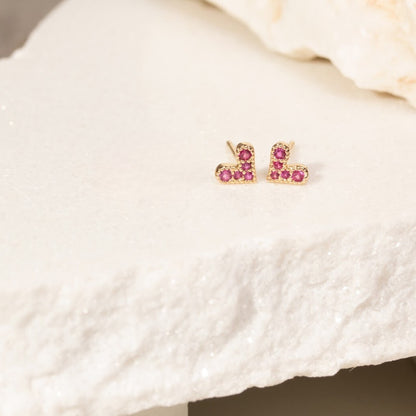 Pink Heart Small Earrings