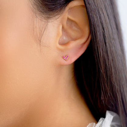 Pink Heart Small Earrings