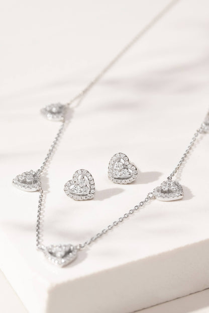 Heart Necklace with White Zirconia 925 Sterling Silver