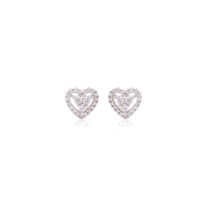 Heart Earrings with White Zirconia 925 Sterling Silver