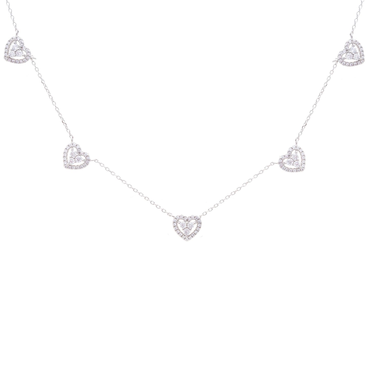 Heart Necklace with White Zirconia 925 Sterling Silver