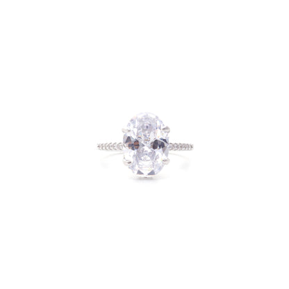 White Zirconia Oval Solitaire Ring