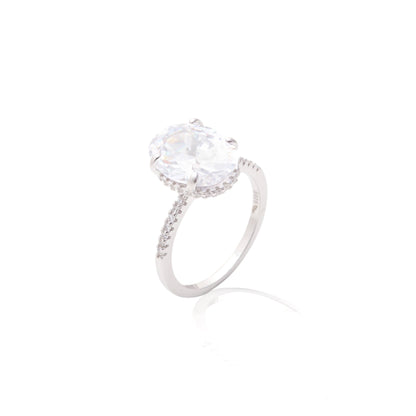 White Zirconia Oval Solitaire Ring