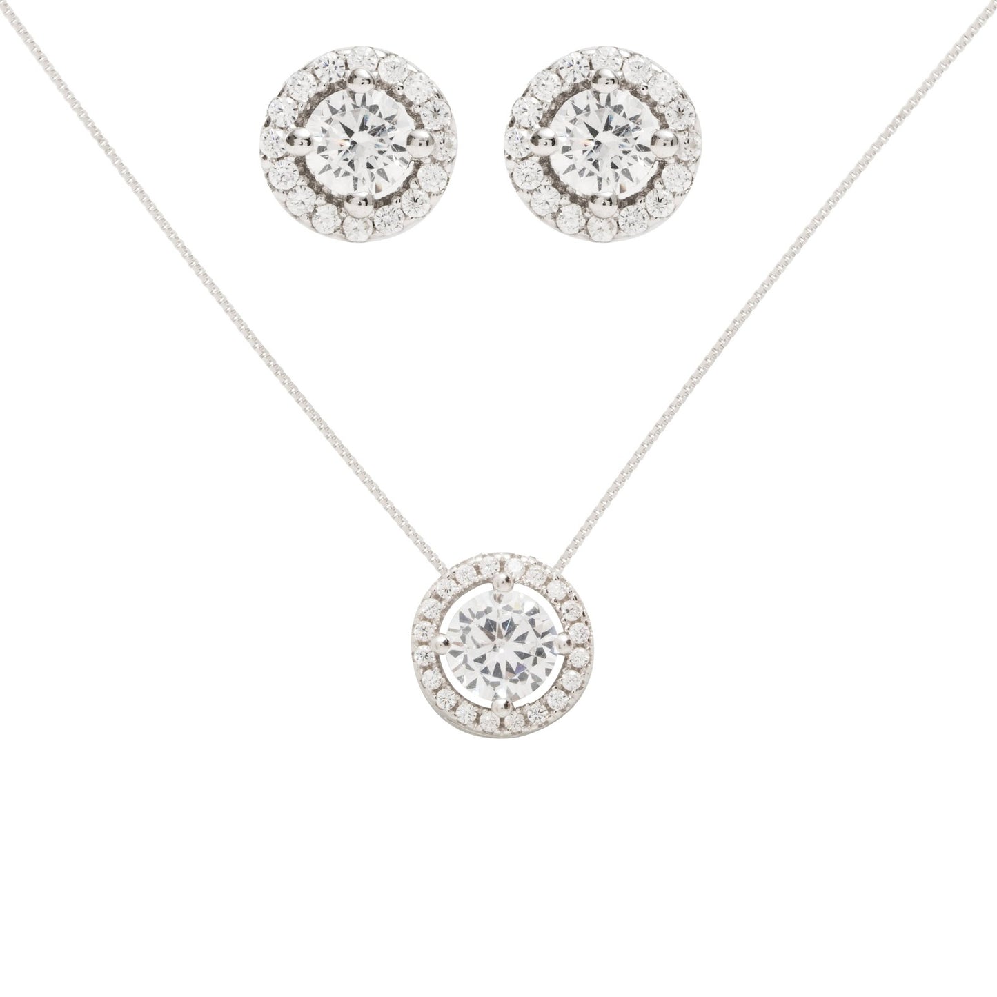 White Zirconia Set Embroidery 925 Sterling Silver