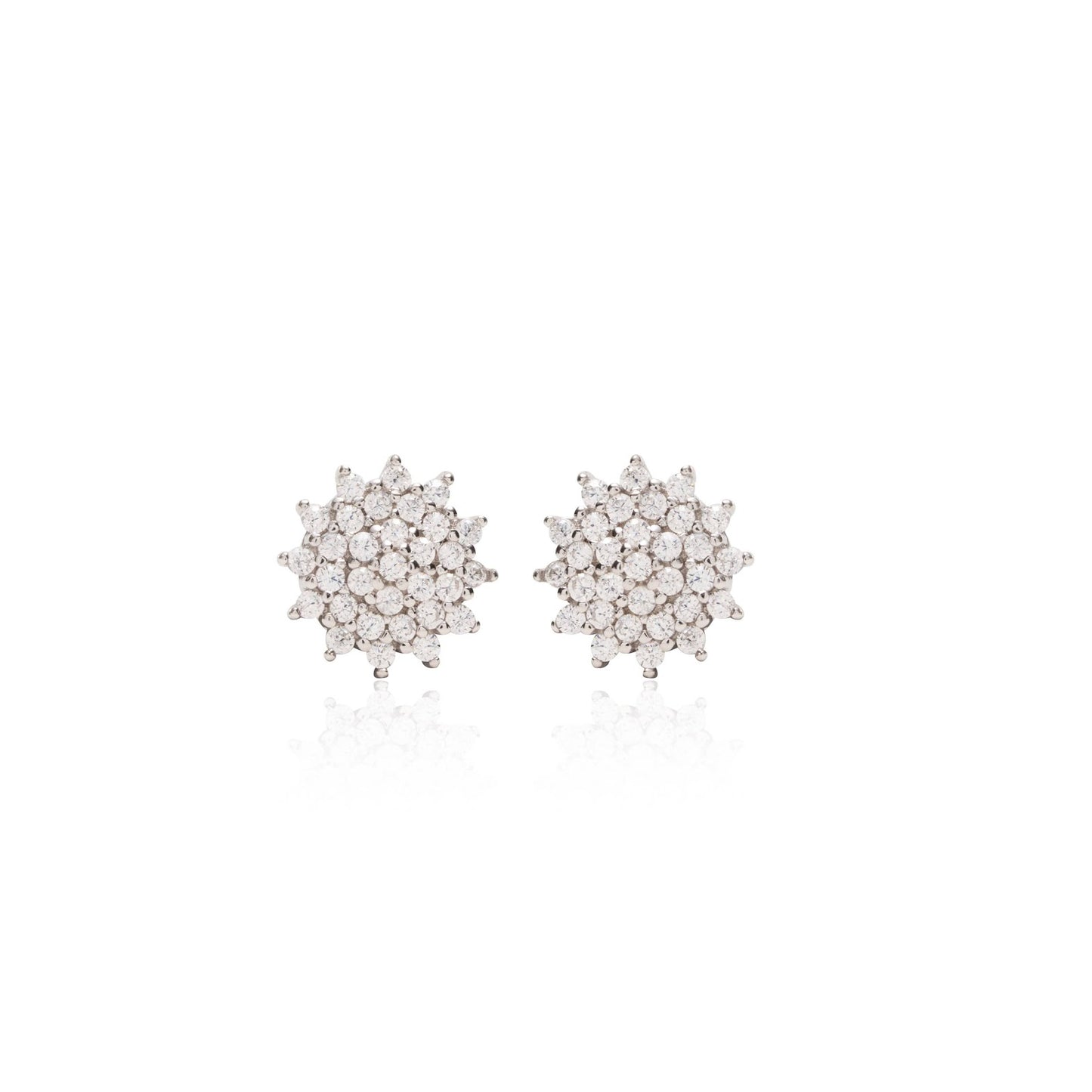 White Zirconia Small Snowflake Earrings 925 Sterling Silver