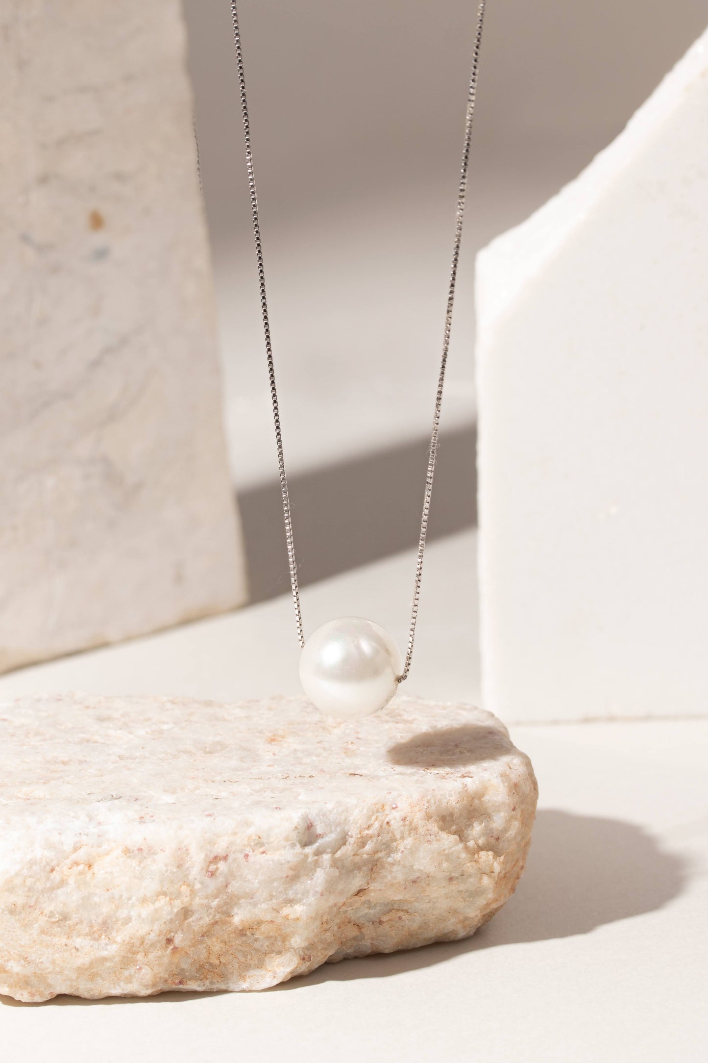 Solitary Pearl Necklace 12MM 925 Sterling Silver