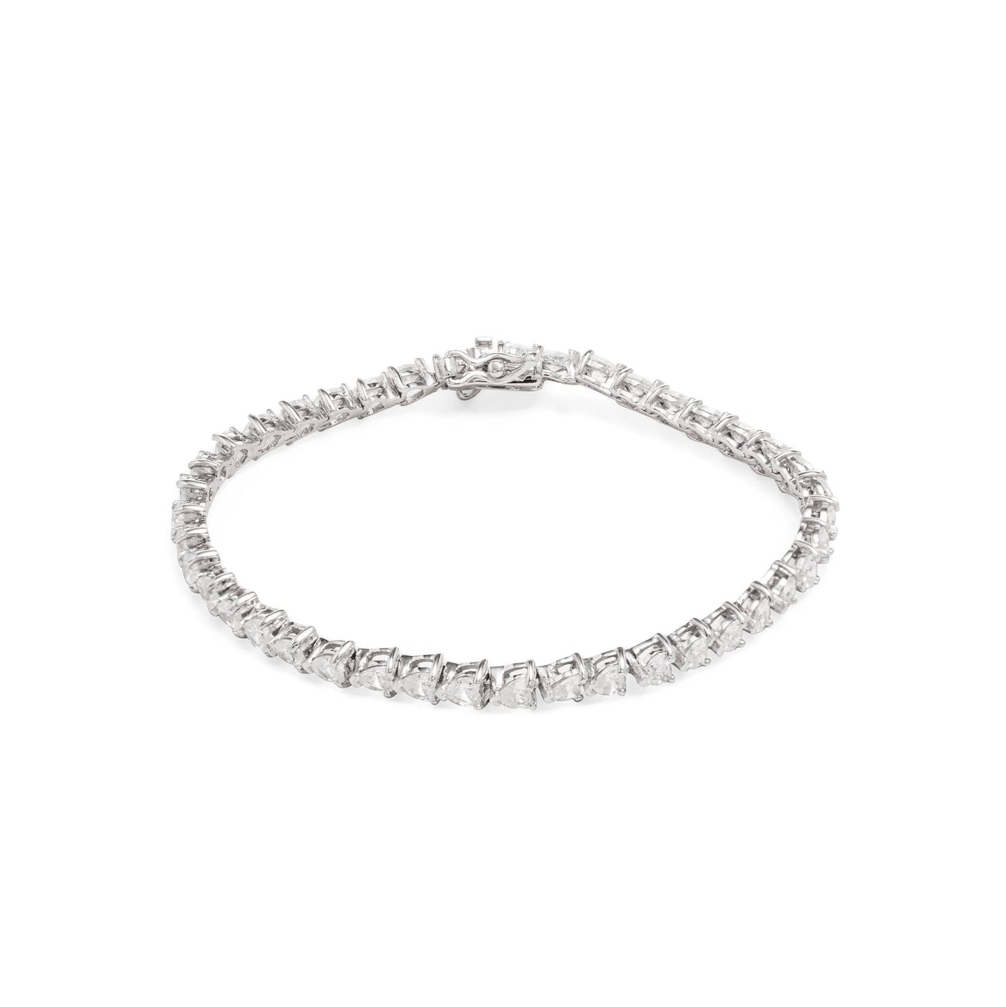 Tennis Bracelet Hearts 925 Sterling Silver (Riviera)