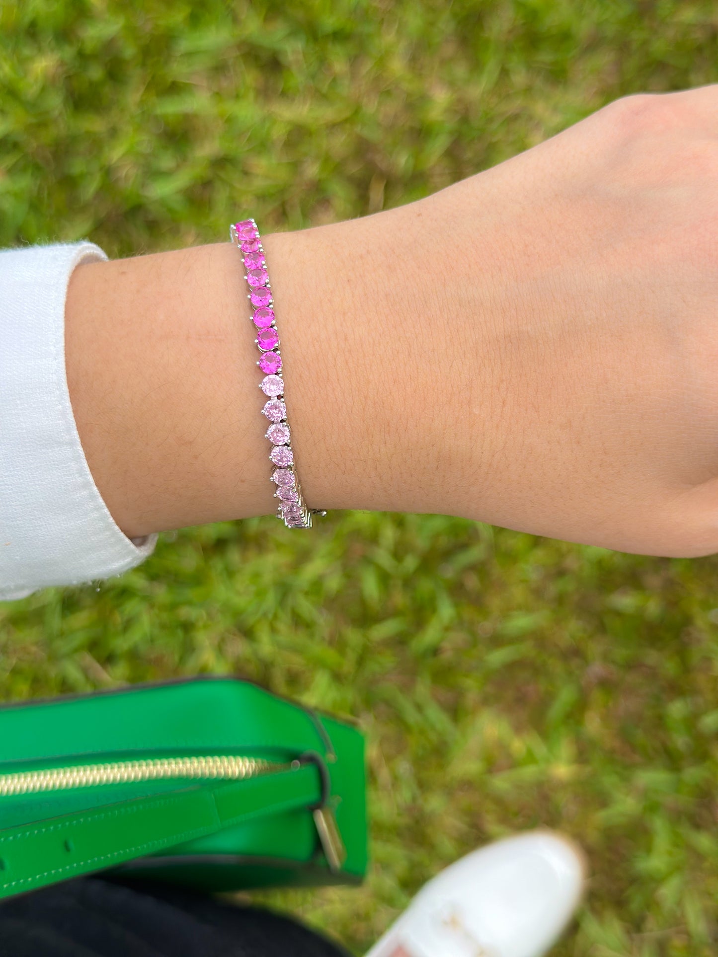 Pink tennis bracelet