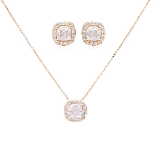 Princess set necklace and earrings 18k gold plated and zirconia