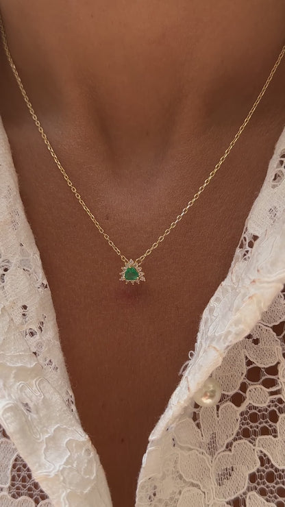 Fusion Emerald and White Zirconia Necklace