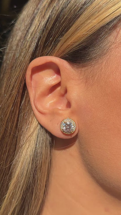 White Zirconia Studded Circle Earrings