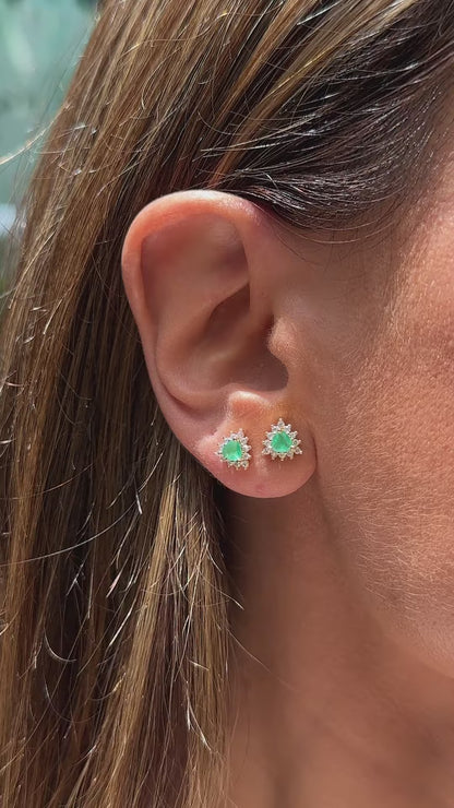 Fusion Emerald and White Zirconia Earrings