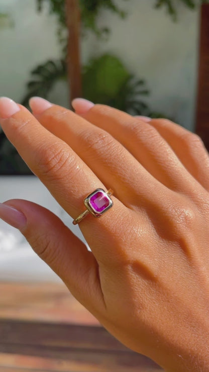 Pink Tourmaline Square Earrings