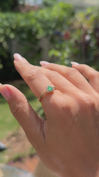 Fusion Emerald and White Zirconia Ring