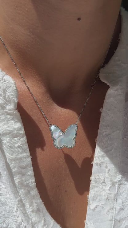 Mother of Pearl Big Butterfly Neckace