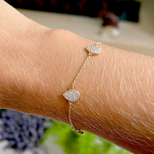 18K gold plated bracelet with white CZ drops