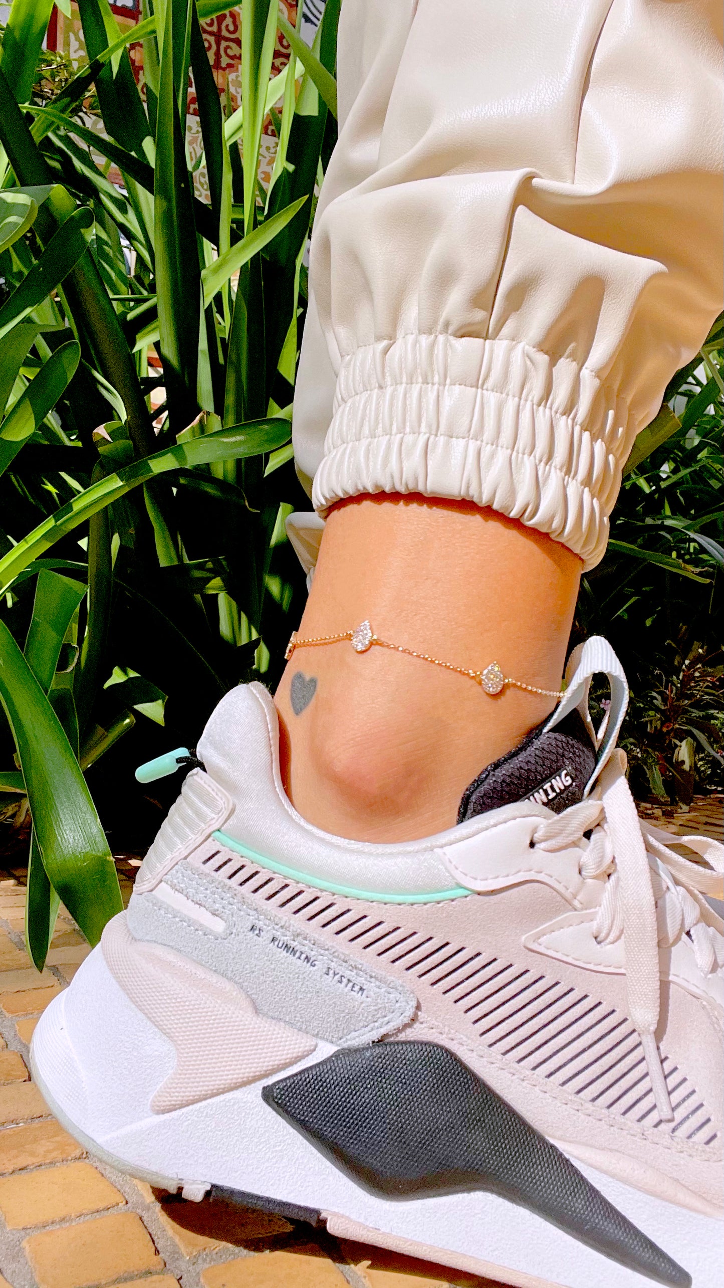 18K gold plated anklet with stud drops