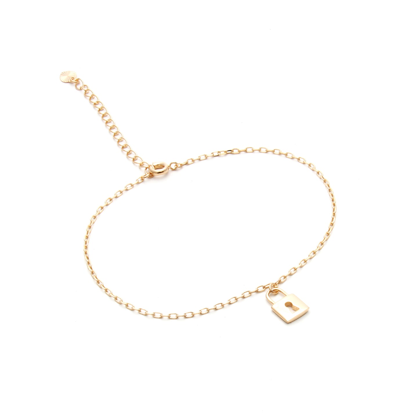 18k gold anklet with padlock pendant