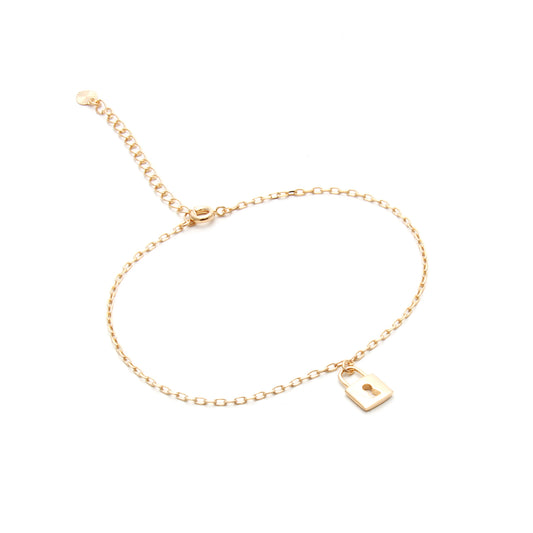 18k gold anklet with padlock pendant