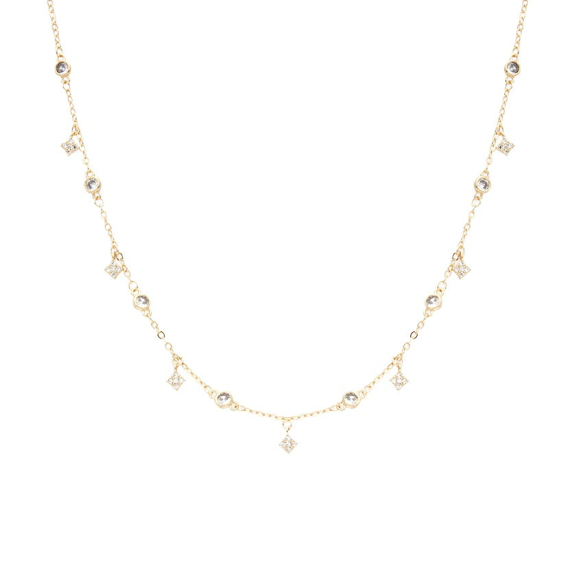 18K gold plated necklace with White CZ studded
