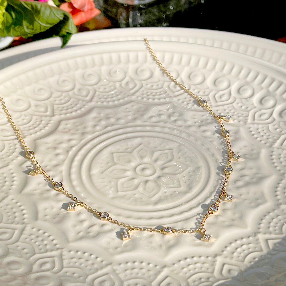 18K gold plated necklace with White CZ studded