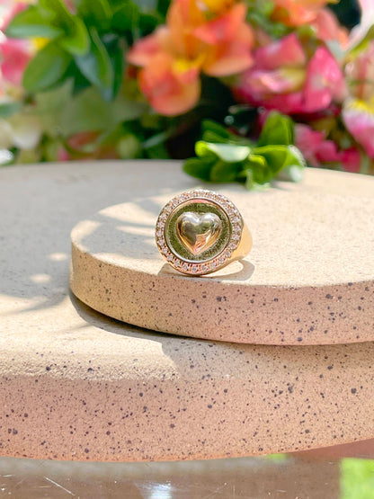 Pinky ring with heart and zirconia on top