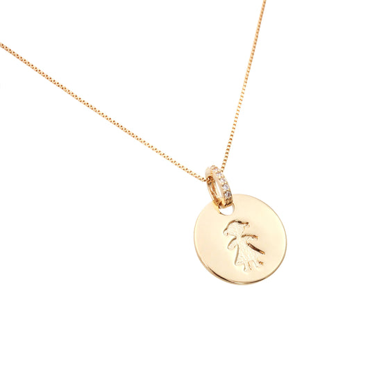 18K gold plated necklace with girl shaped medal