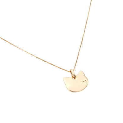 18K gold plated necklace with a cat medal