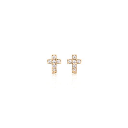 18K gold plated cross shaped earring