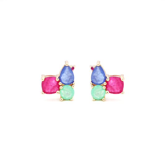 18K gold plated earring with colorful crystals