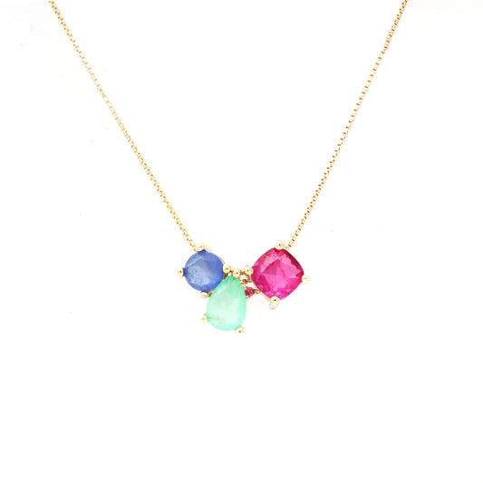 18K gold plated necklace with colorful crystals