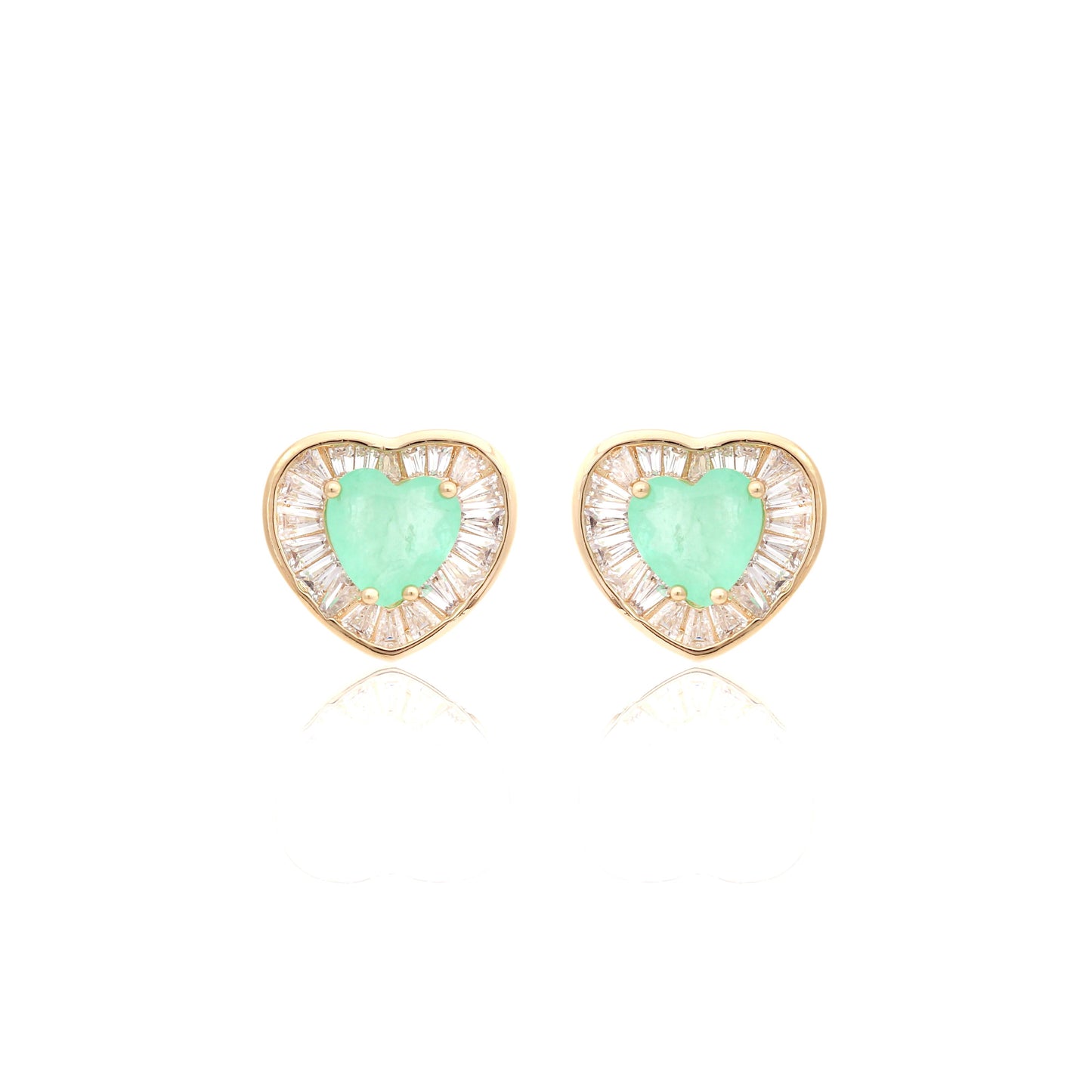 Fusion Colombian Emerald Heart Earrings