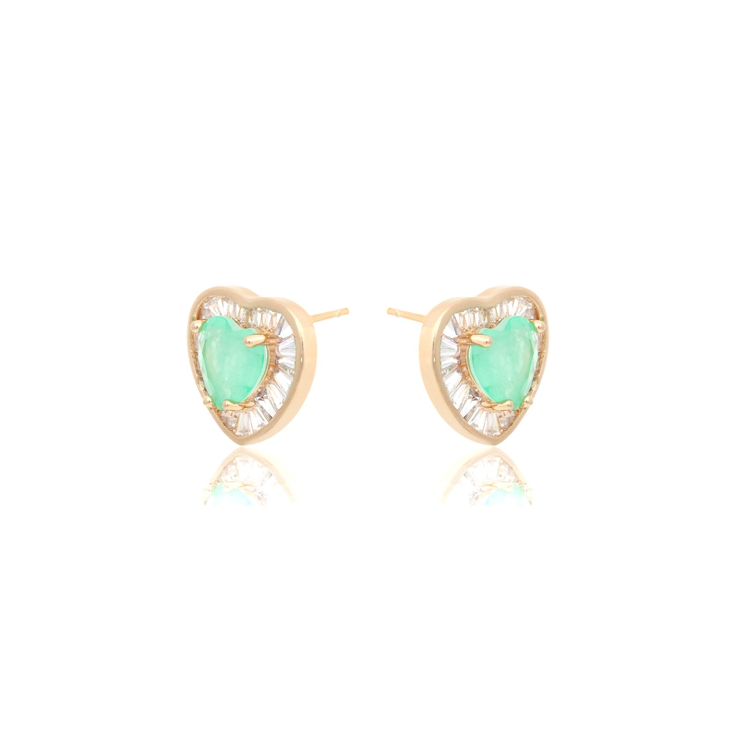 Fusion Colombian Emerald Heart Earrings