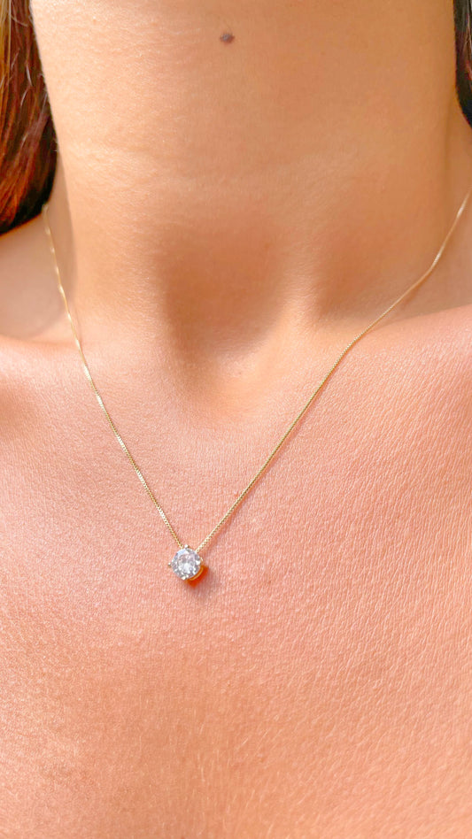 White cubic zirconia light point necklace - 5.5MM