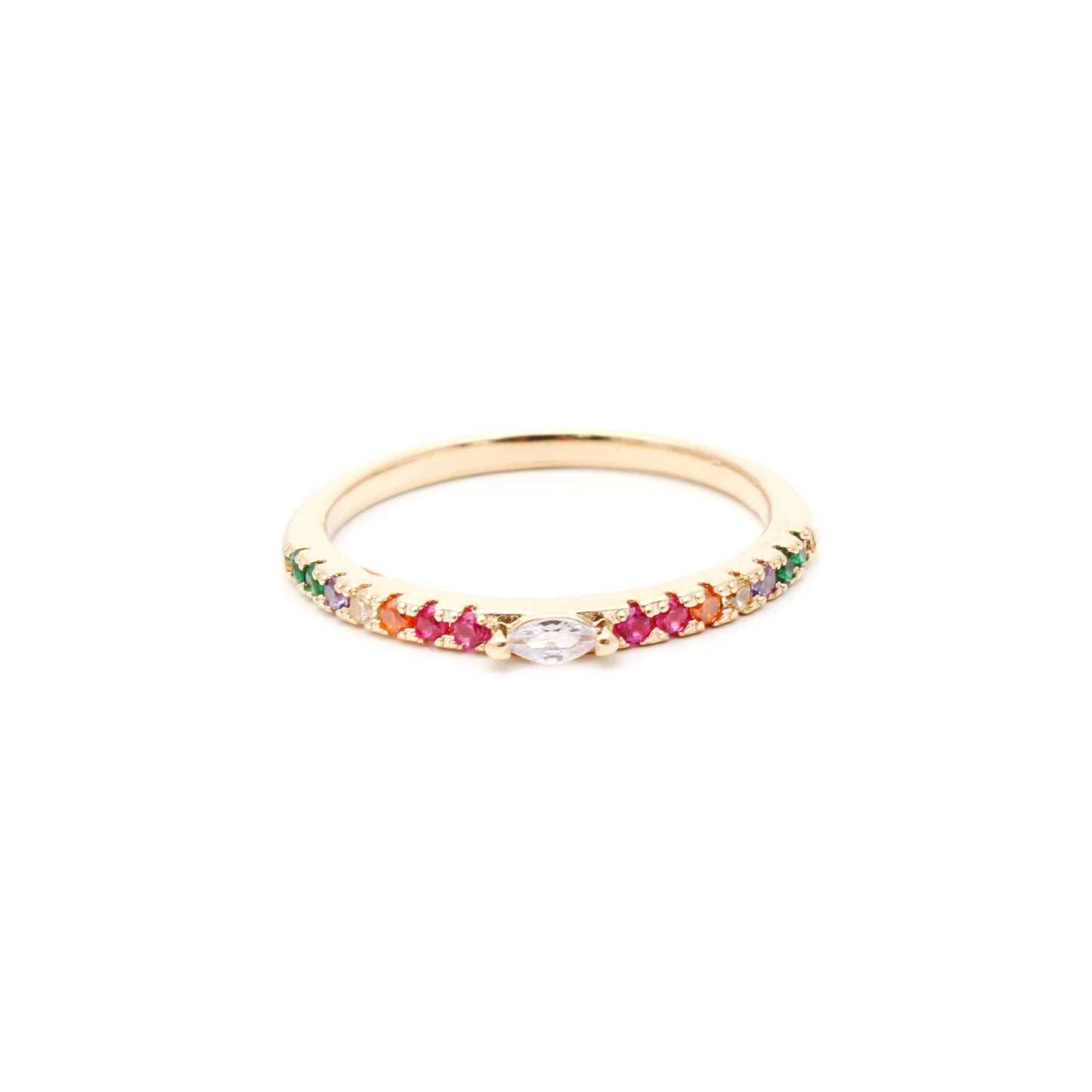 18K gold plated ring set with colored zirconia